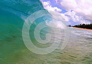 Big Wave on a Tropical Beach in Hawaii