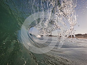 Big waves in the beach shorebreak