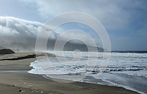 Big Waves and Clouds After the Storm at Torrance Beach, South Bay, Los Angeles County, California