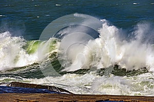 Big waves crashing on the beach