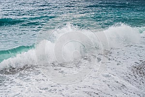 big waves hitting the Konyaalti coast on a stormy day