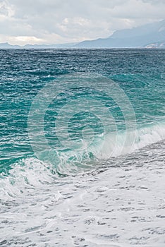 big waves hitting the Konyaalti coast on a stormy day