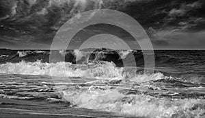 Big waves ocean monochrome photo