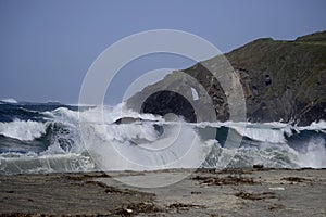 Big waves in PeÃ±a Furada Navia Spain