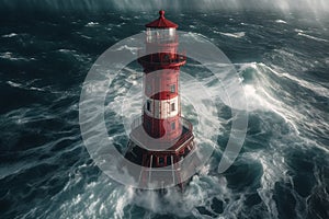 Lighthouse on the coast. Generative ai