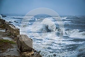 Big waves during a violent storm on the Black Sea