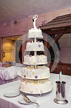 Big wedding cake on the table
