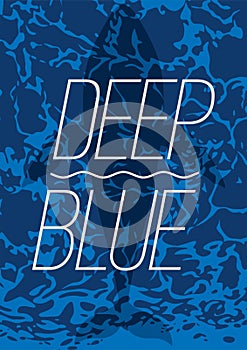Big whale swimming in deep blue ocean poster.