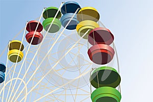 Big wheel with multicolored cabins