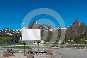 Big white bilboard on the norwegian road