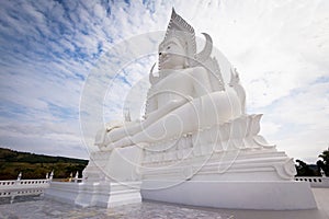 Big white buddha statue