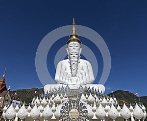 Big White Buddha statue Religion temple.