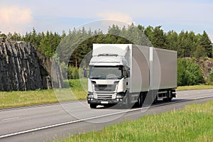 Big White Cargo Truck on Motorway