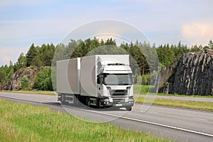 Big White Cargo Truck on Motorway