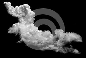 Big white cloud isolated black background