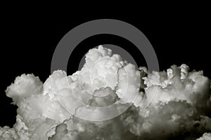 Big white clouds isolated on black background