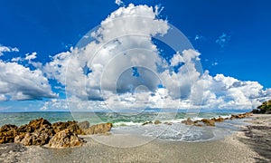 White clouds over Gulf of Mexico from Caspersen Beach in Venice Florida