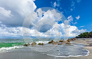 White clouds over Gulf of Mexico from Caspersen Beach in Venice Florida