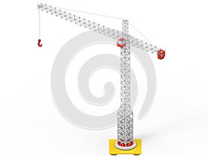 Big white construction tower crane - back view