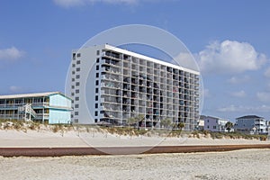 A big white hotel near Kure Beach North Carolina and the Atlantic Ocean