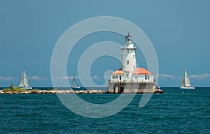 Big light house on a Michigan Lake