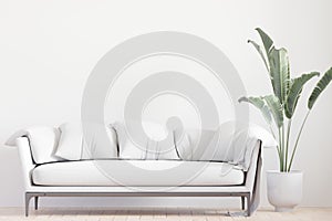 big white living room.interior design,white sofa wall for mock up and copy space