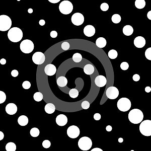 Big White Polka Dots on Black, Seamless Background.Seamless polka dot black and white pattern in defferent size.