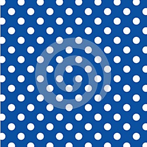 Big White Polka Dots on Blue, Seamless Background