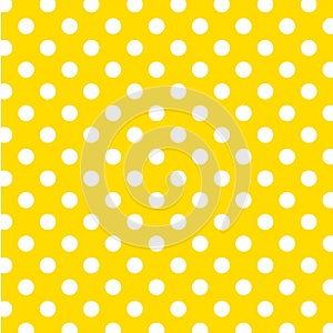 Big White Polka Dots on Yellow, Seamless Background