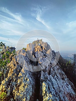 Big white rocks and blue sky during sunny day at the top of Ariana mountain, Timor-Leste.