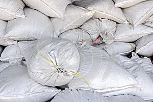 Big white sacks at large warehouse