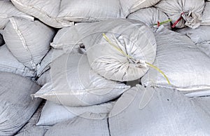 Big white sacks at large warehouse