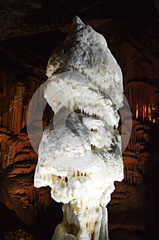 Big white stalagmite in the cave