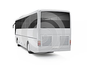 Big white tour bus on a white background.