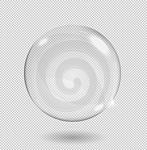 Big white transparent glass sphere with glares and highlights. Transparency only in vector format.