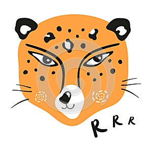 Big wild cat. Leopard spots, predatory gaze, wild animal.