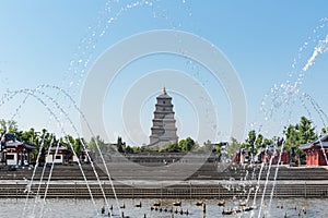 Big wild goose pagoda and fountain square