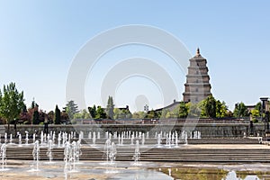 Big wild goose pagoda and fountain square