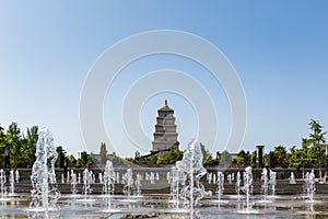 Big wild goose pagoda and fountain square