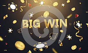 Big win Casino Luxury vip invitation with confetti Celebration party Gambling banner background