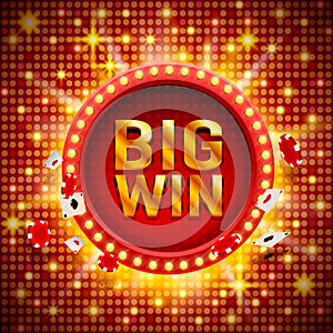 Big win casino signboard, game banner design.