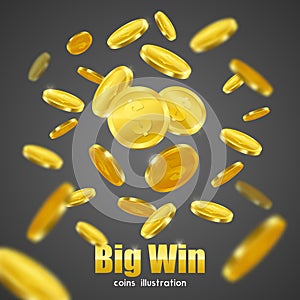 Big Win Gold Coins Advertisement Background Poster