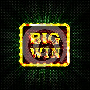 Big win gold text on retro red board vector banner