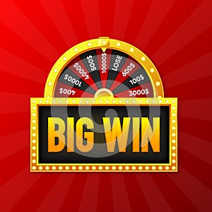 Big Win the jackpot. Spin fortune to winner jackpot. Big win concept. Casino jackpot. Vector illustration.
