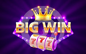 Big Win slots icons, slot sign machine, night Vegas. Vector illustration
