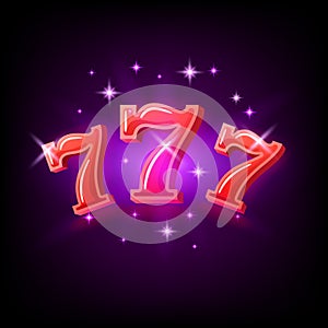 Big win slots red 777 banner casino on the purple background. Vector illustration