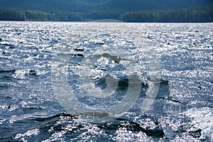 Big wind and waves on the water