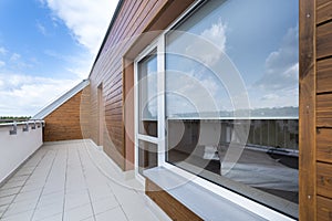 Big window and balcony in modern apartment