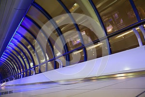 Big windows in corridor in modern building