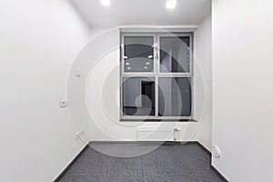 Big windows in empty unfurnished room interior in white style color in modern apartments,  office or clinic